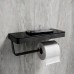 Двойной держатель для туалетной бумаги Lemark GLASS LINE 9722042 с полкой, чёрный/черное стекло